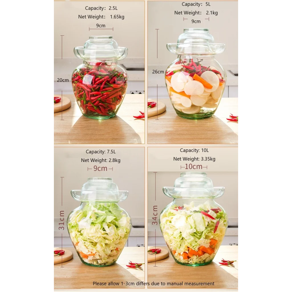 Pickle Glass Jar Kimchi Sauerkraut Canisters & Jars Medium