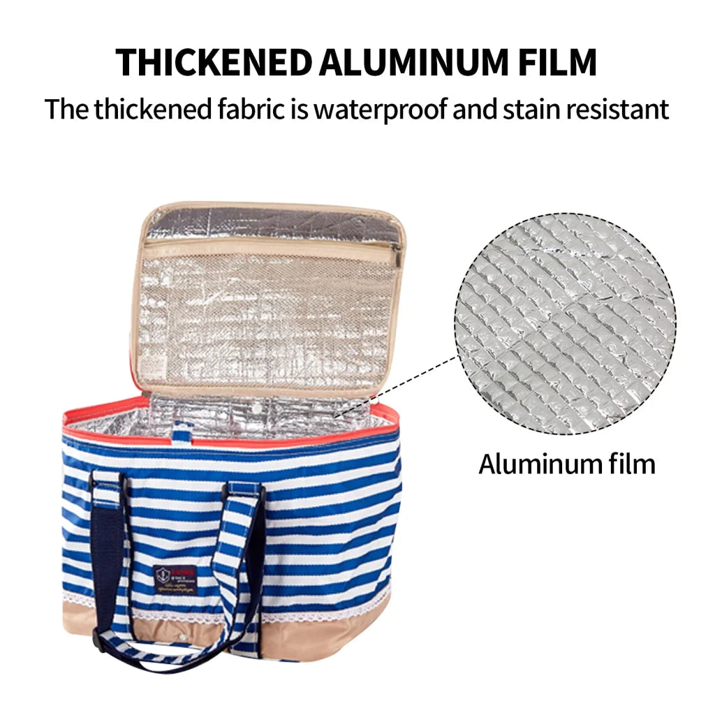 Picnic Bag Blue Insulated Thermal Cooler Portable Lunch