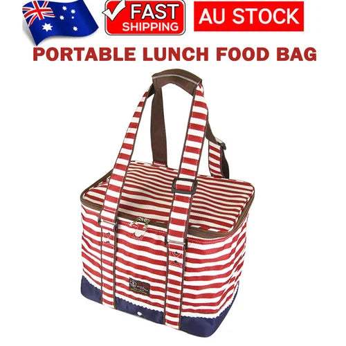 Picnic Bag Red Insulated Thermal Cooler Portable Lunch Food
