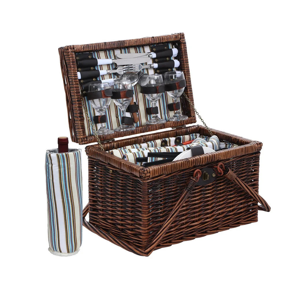 Picnic Basket Deluxe 4 Person Set Folding Outdoor Insulated