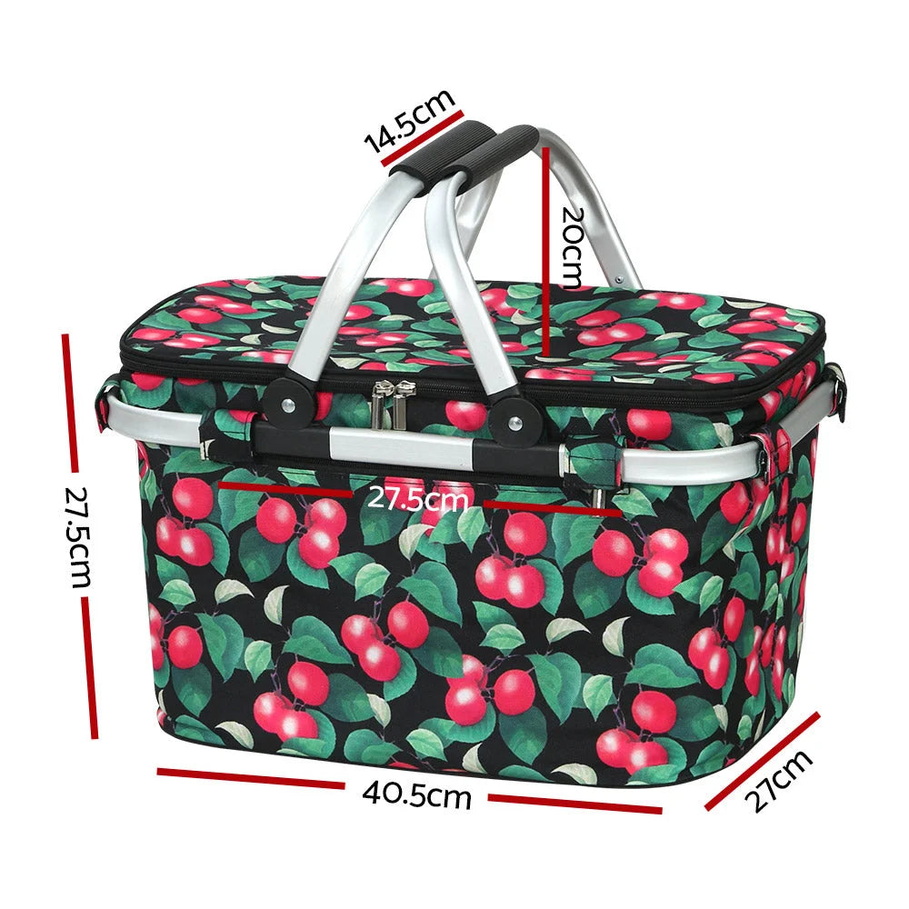 Picnic Basket Folding Bag Hamper Insulated Storage Food