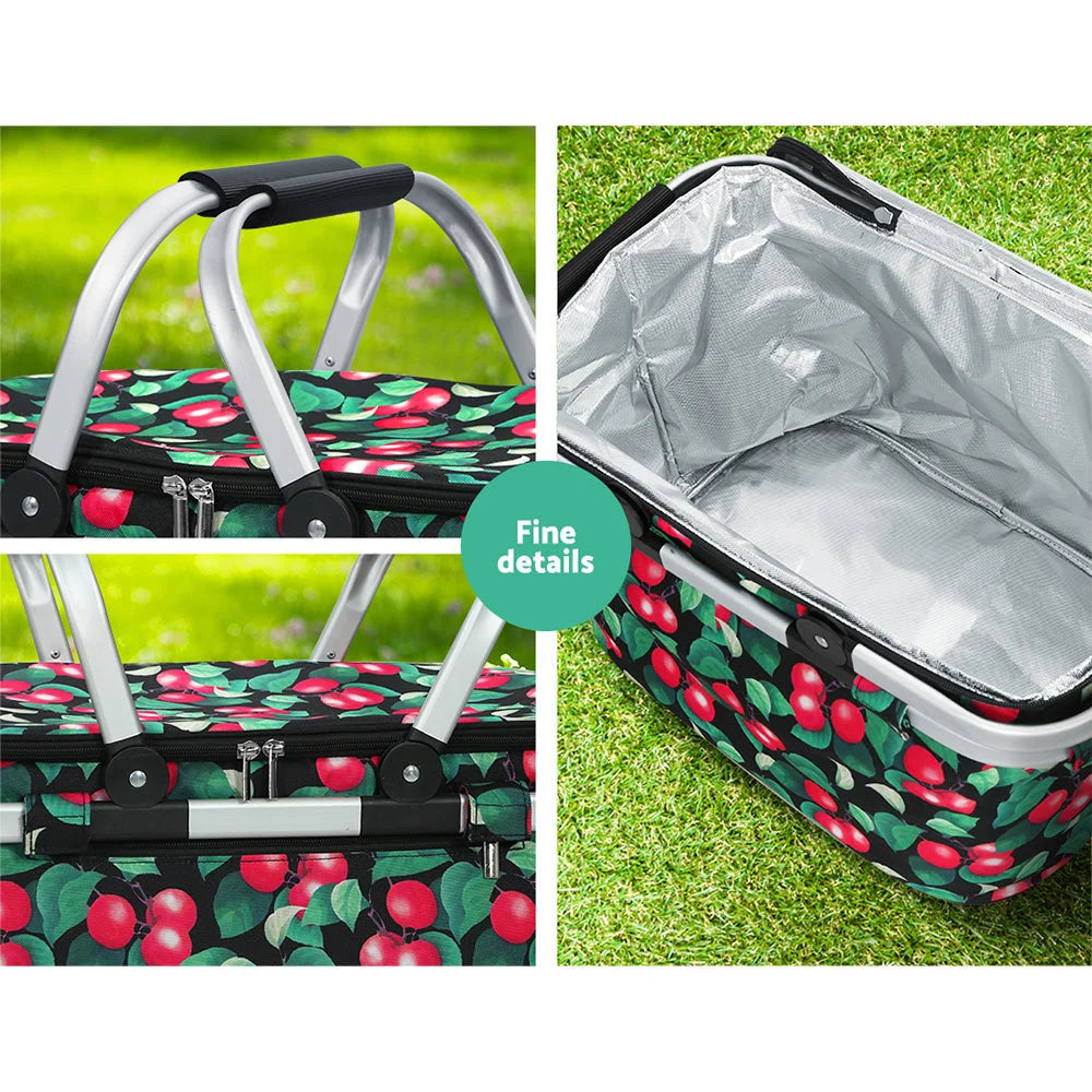 Picnic Basket Folding Bag Hamper Insulated Storage Food