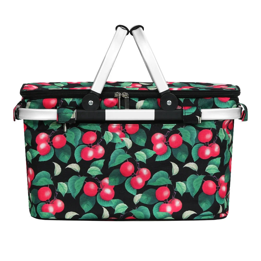 Picnic Basket Folding Bag Hamper Insulated Storage Food
