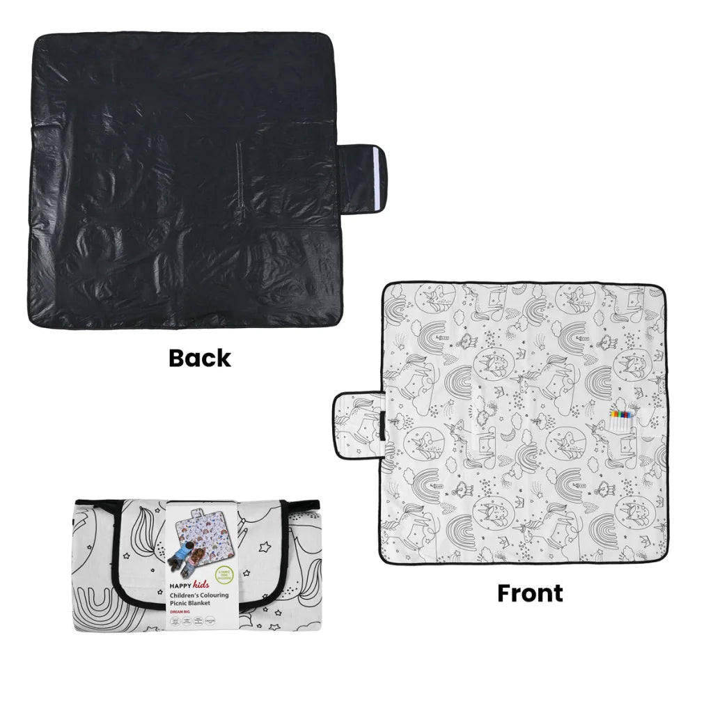 Picnic Blanket Happy Kids Dream Big Colour Me In 125 x 125
