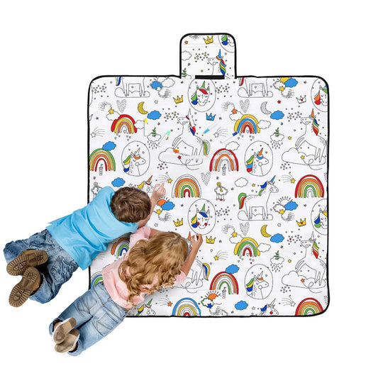 Picnic Blanket Happy Kids Dream Big Colour Me In 125 x 125