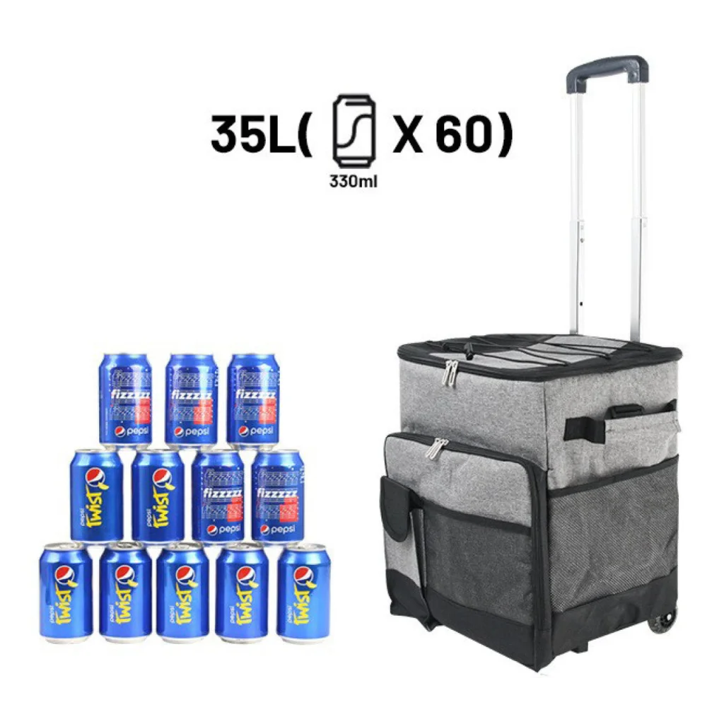 Picnic Cooler Bag Trolley 36L Thermally Insulated - Holds