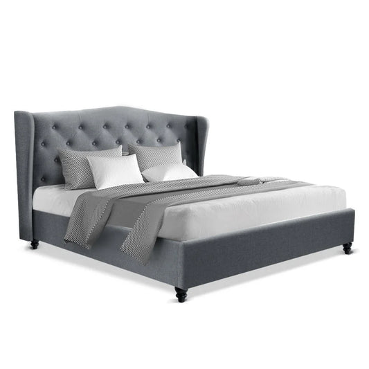 Pier Bed Frame Fabric Grey Double - Bedroom