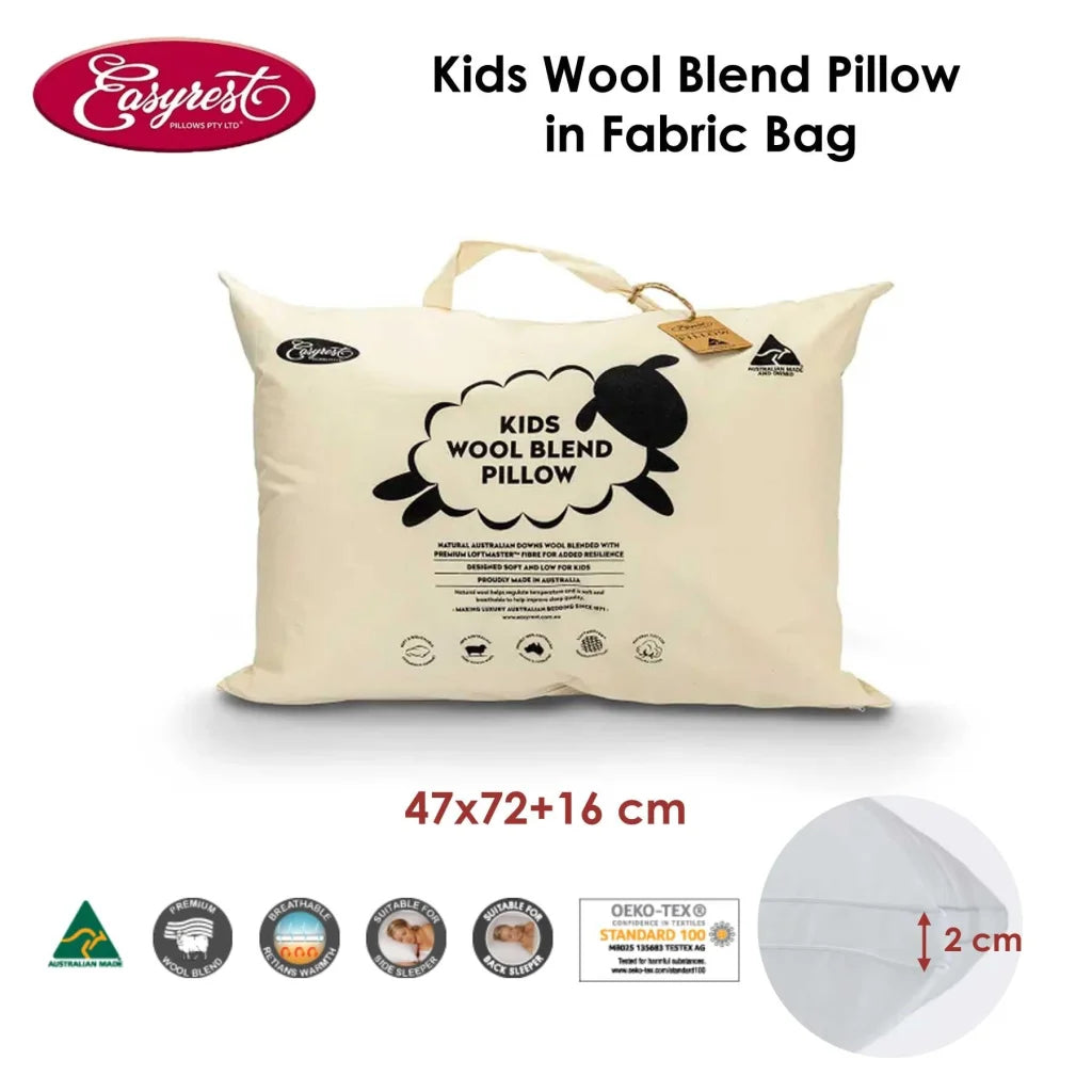 Pillow Easyrest Kids Wool Blend Standard in Fabric Bag