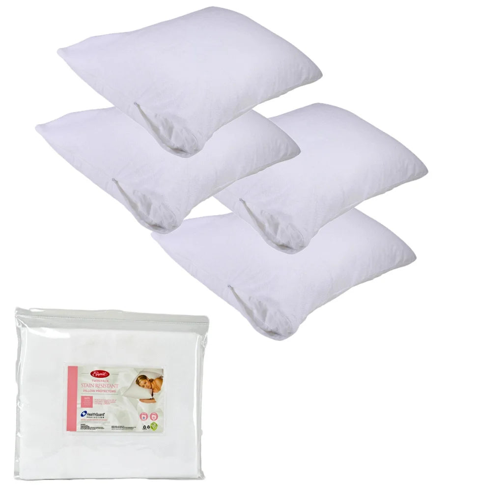 Pillow Protectors Easyrest Stain Resistant Standard 4 Pack