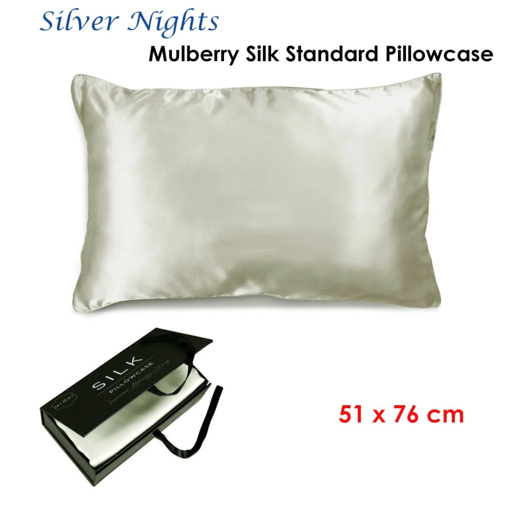 Pillowcase Mulberry Silk Standard Silver Nights - Ardor