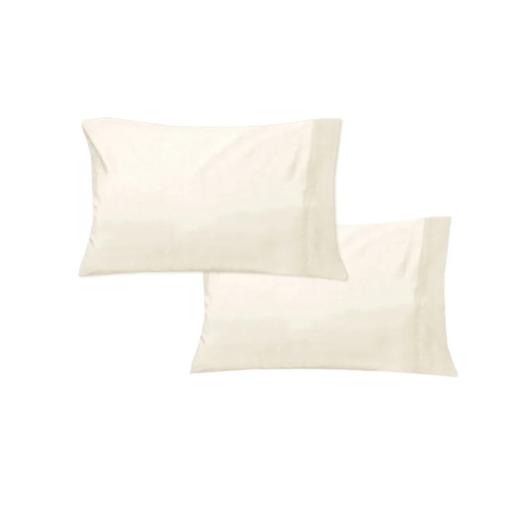 Pillowcases 400TC Pair Solid Color No Flap Standard - Cream