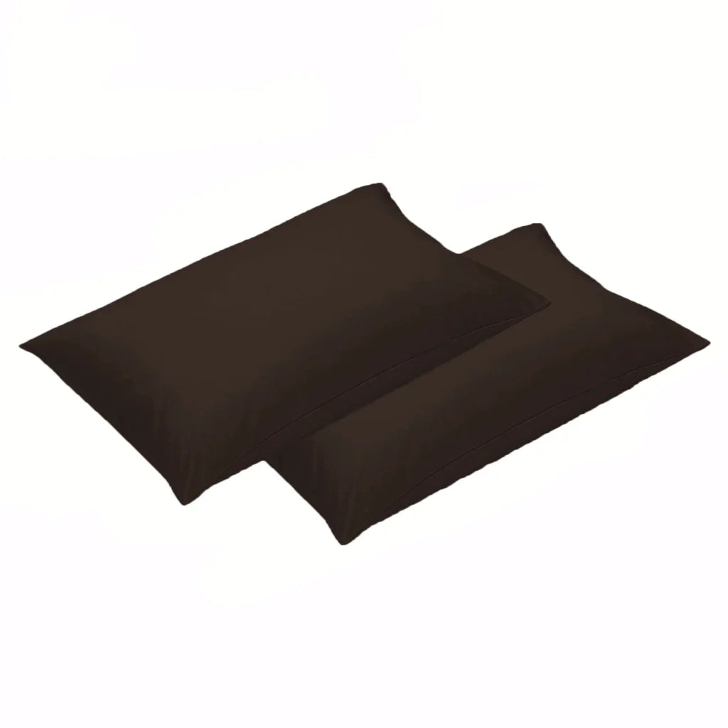 Pillowcases 500TC Pair of Cotton Standard - Chocolate