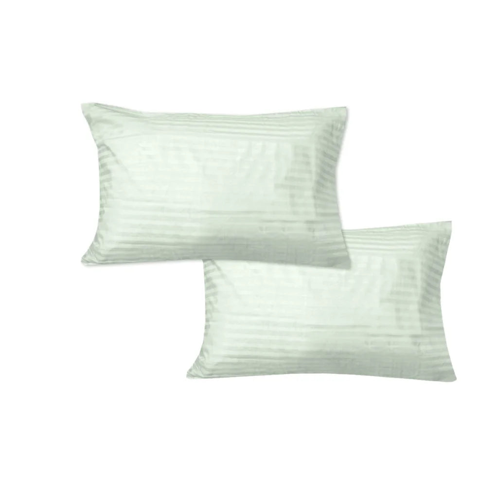 Pillowcases 600TC Pair Wide Self Striped Standard - Tea