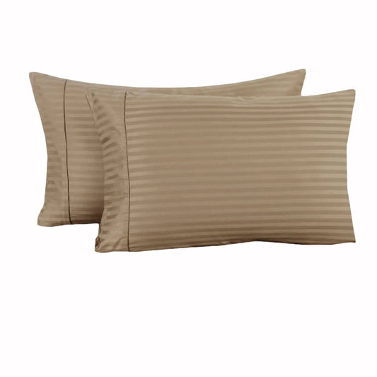 Pillowcases Accessorize 325TC Pair Cuffed Standard - Mocha