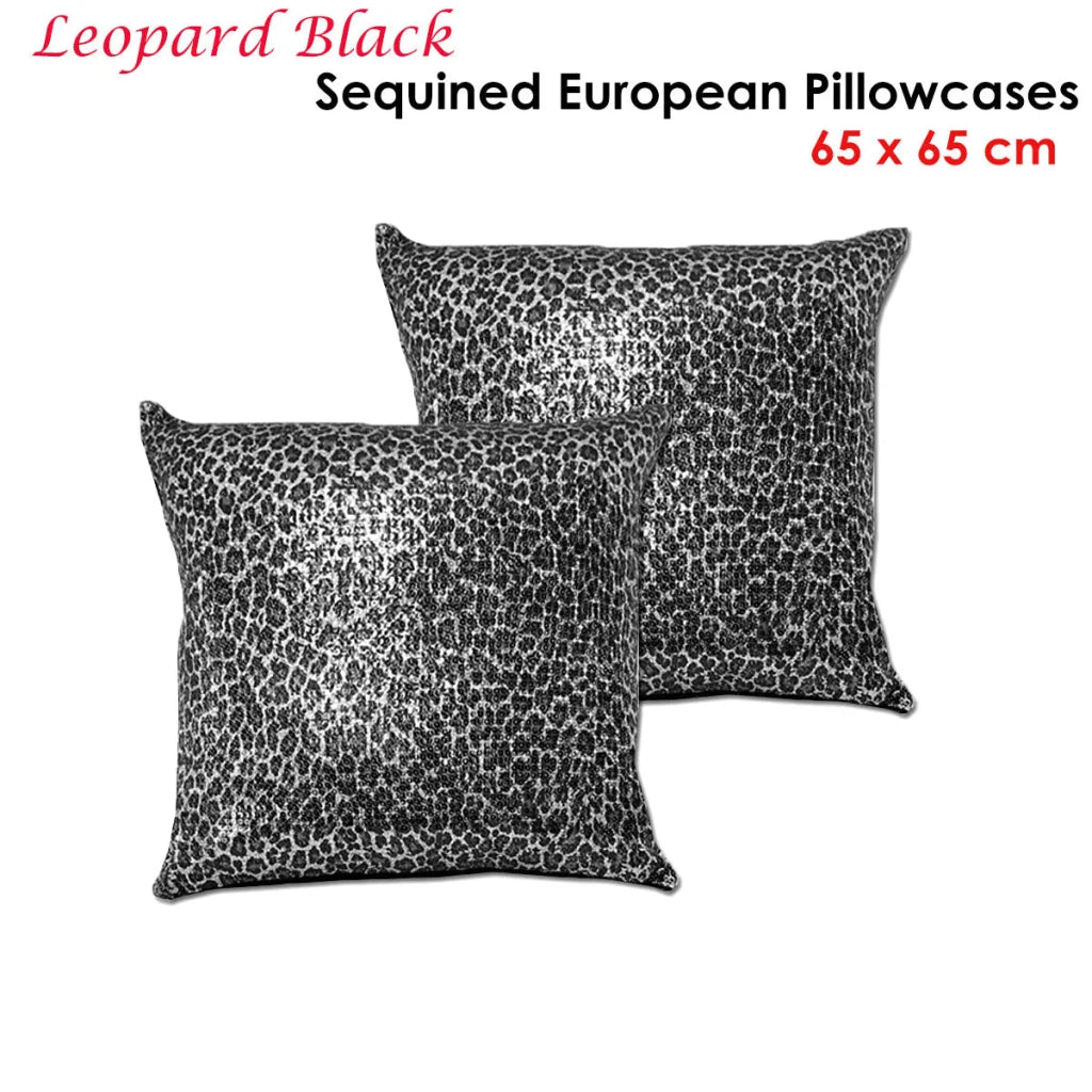 Pillowcases Accessorize Pair of Leopard Black Sequined