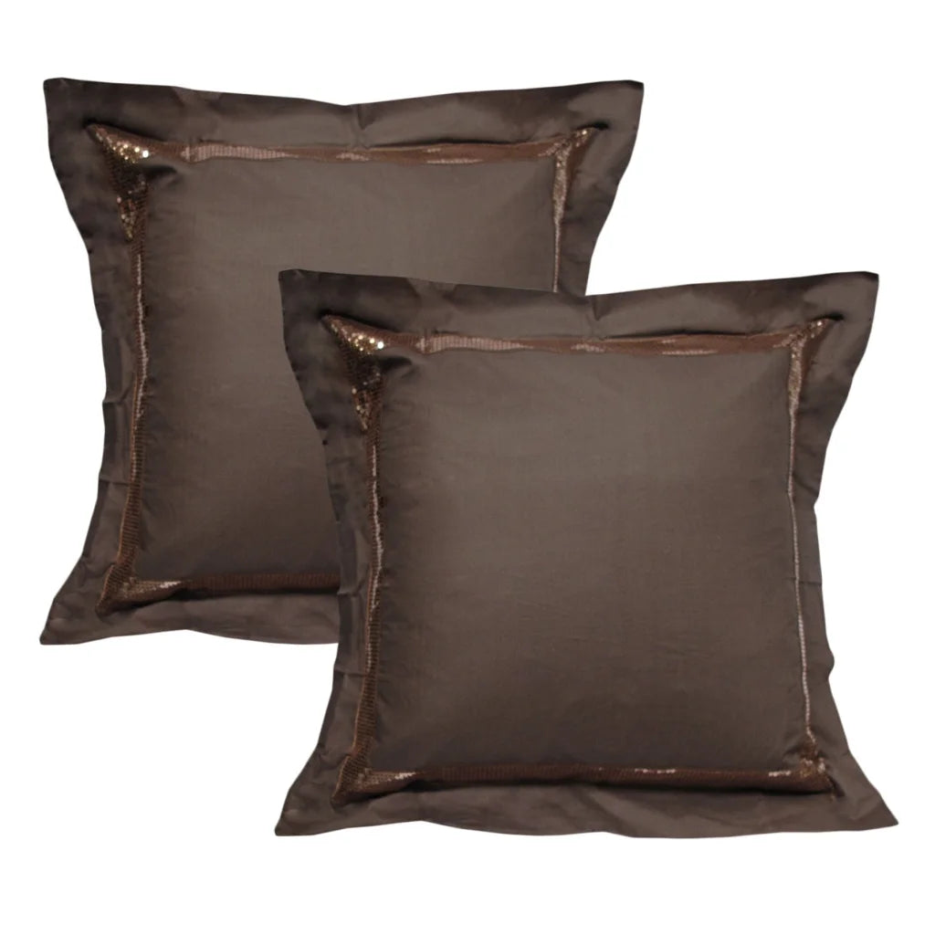 Pillowcases Accessorize Pair Sequins Chocolate European