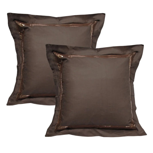 Pillowcases Accessorize Pair Sequins Chocolate European