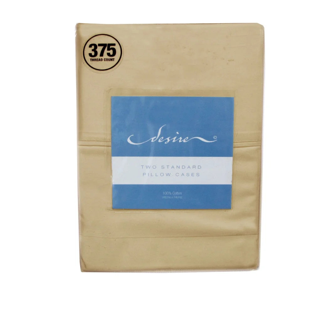 Pillowcases Cotton Standard Pair 375TC Bone - Home & Garden