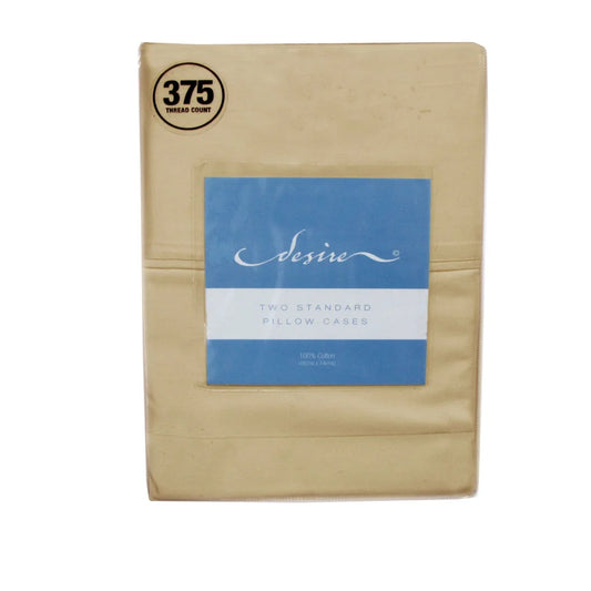 Pillowcases Cotton Standard Pair 375TC Bone - Home & Garden