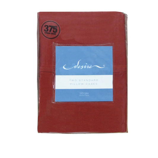 Pillowcases Cotton Standard Pair 375TC Burgundy - Home &
