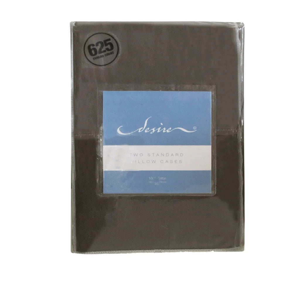 Pillowcases Cotton Standard Pair 500TC Dark Brown - Home &