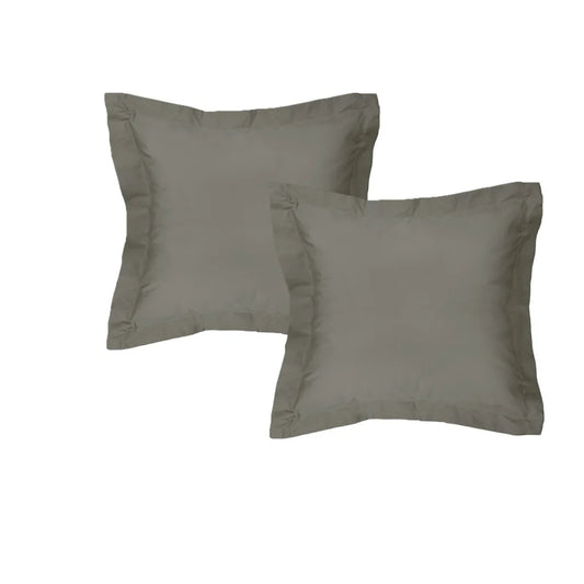 Pillowcases European 300TC Cotton Pair - Charcoal - Home &