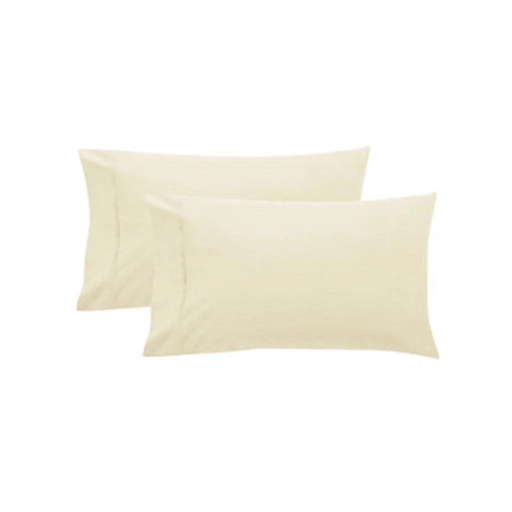 Pillowcases Pair Pure Cotton 250TC Standard - Cream - Home