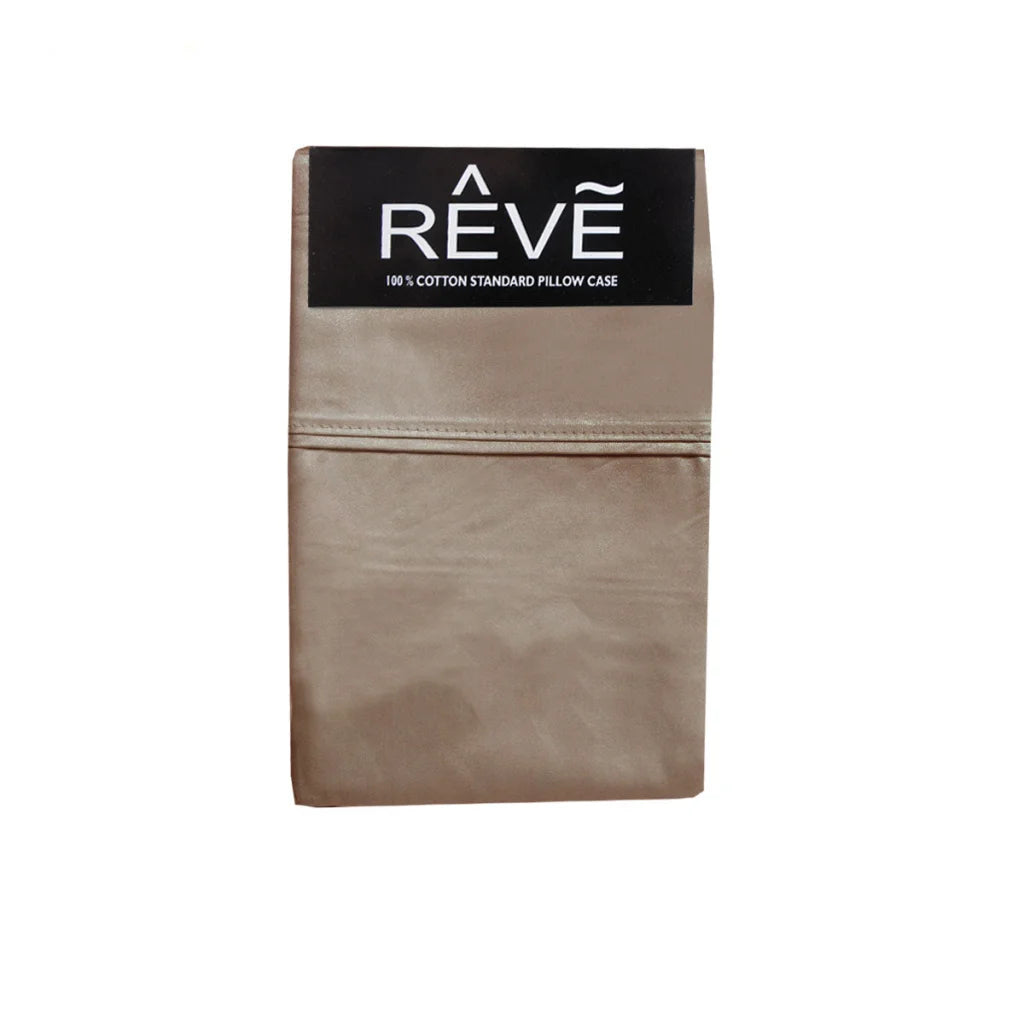 Pillowcases Reve 100% Cotton Standard Pair Solid Mocha 48 x