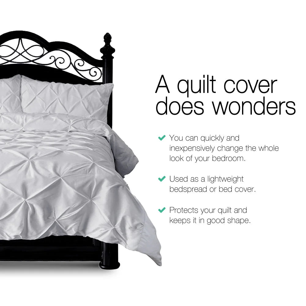Grey quilt cover with folded quilt cover and soft fabric weave