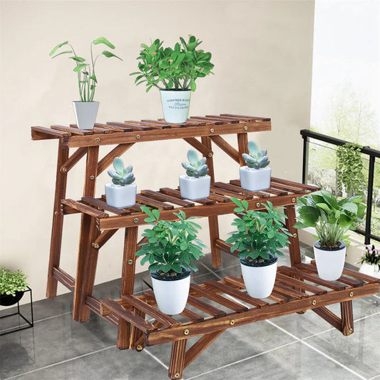 Pine Wood 3pcs Plant Stand Ladder Garden Flower Display