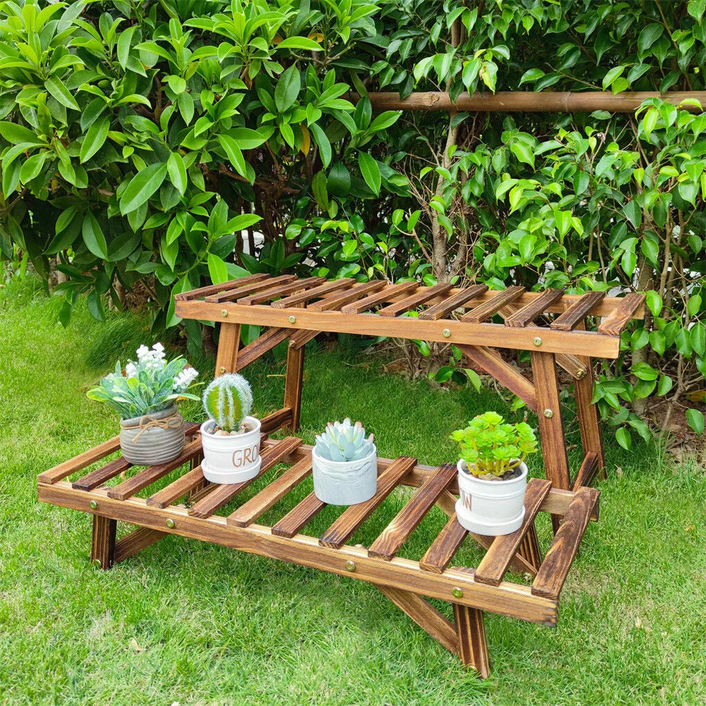Pine Wood 3pcs Plant Stand Ladder Garden Flower Display