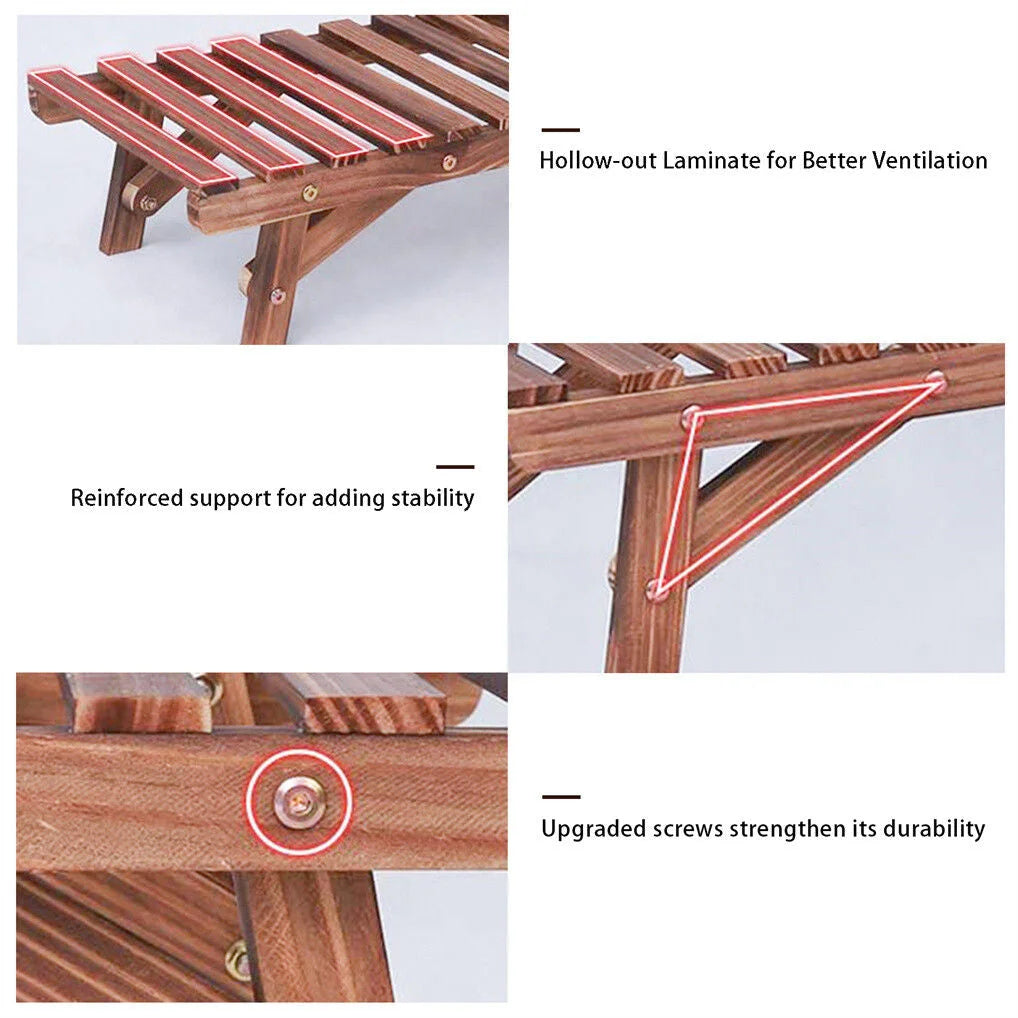 Pine Wood 3pcs Plant Stand Ladder Garden Flower Display