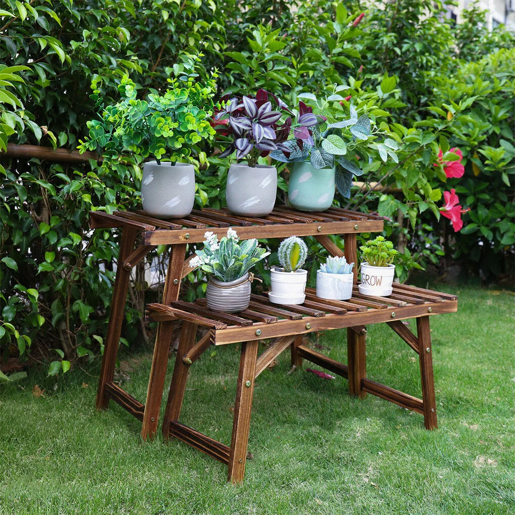Pine Wood 3pcs Plant Stand Ladder Garden Flower Display