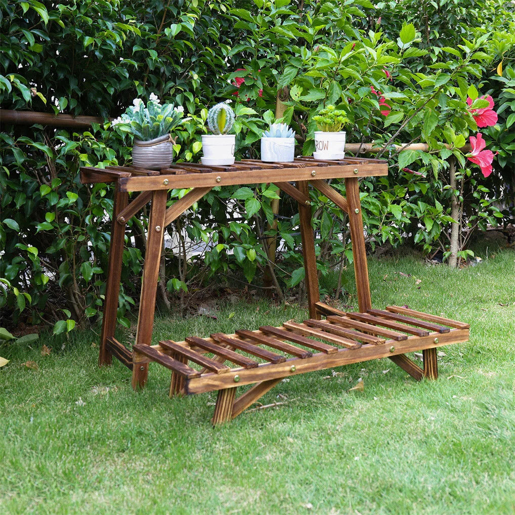 Pine Wood 3pcs Plant Stand Ladder Garden Flower Display