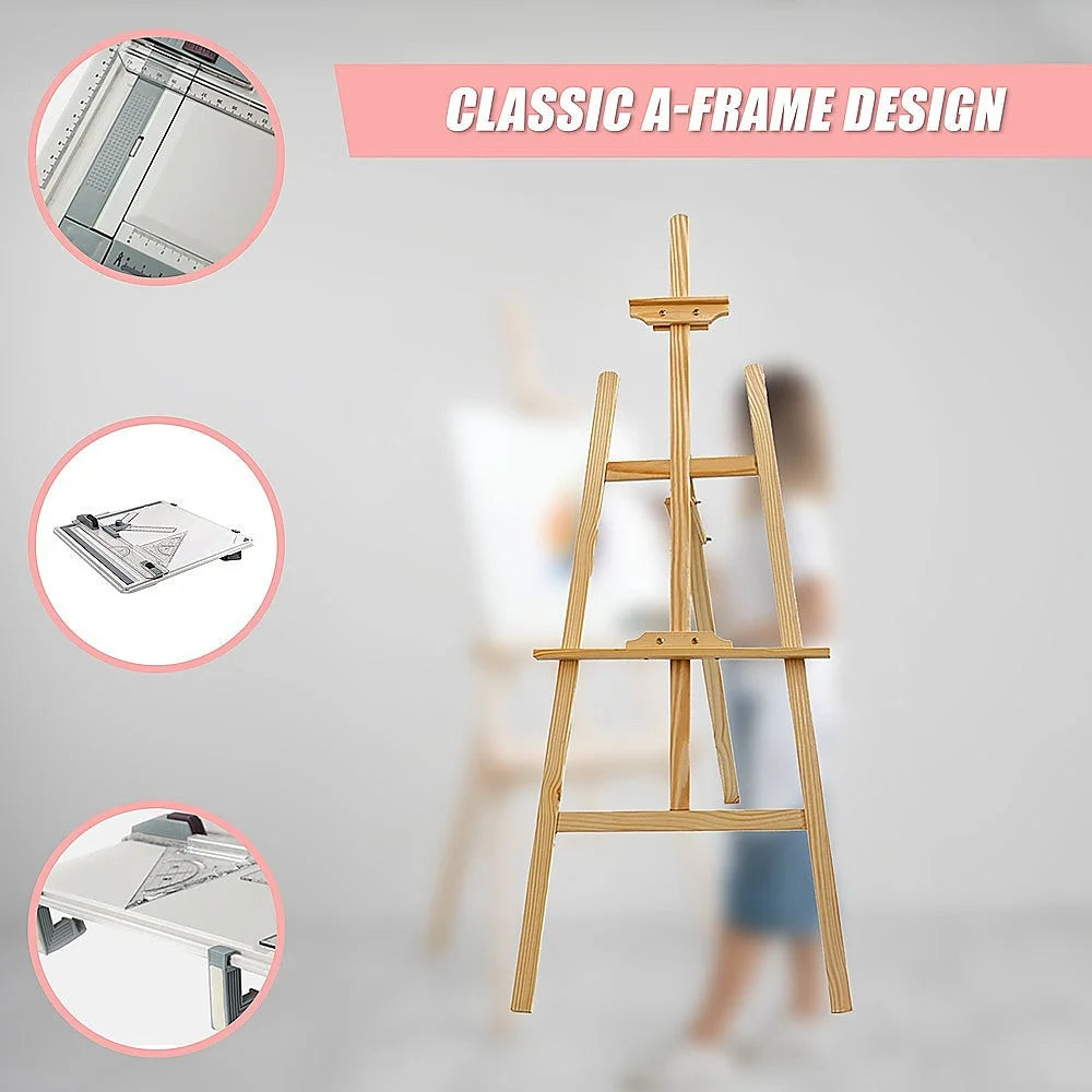 Pine Wood Easel Artist Art Display Painting Stand for Shop