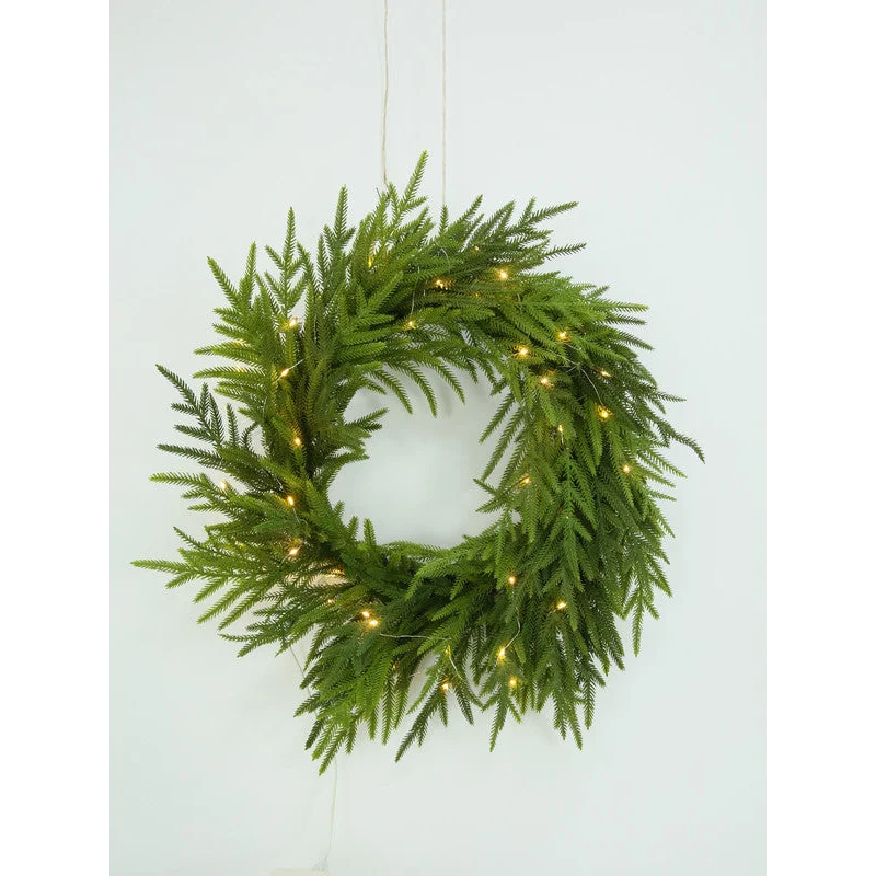 PINE WREATH WITH LED USB POWERED 61CM - Occasions >
