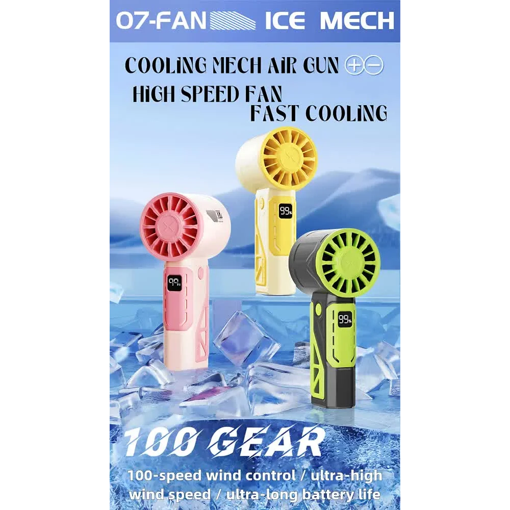 Pink 100-Speed Mecha Handheld Fan | USB Rechargeable