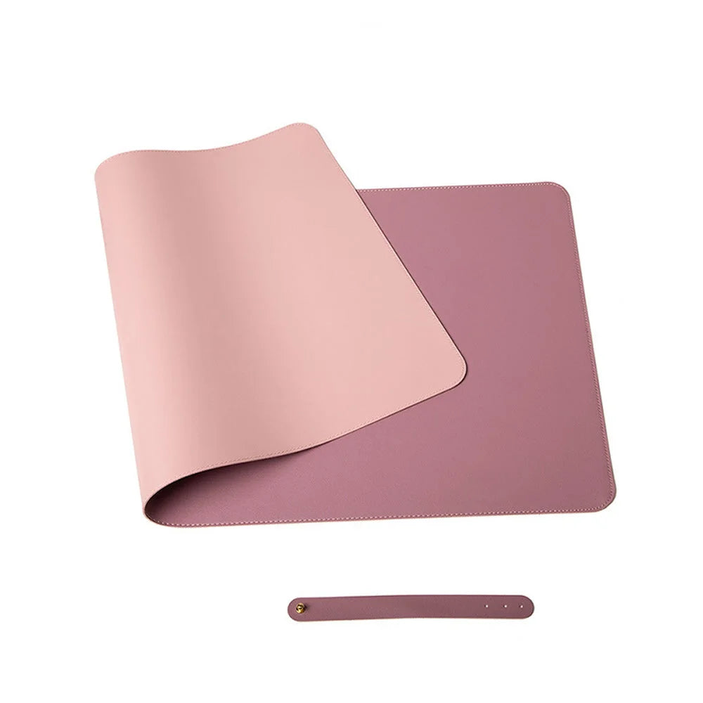Pink 120cm*60cm Dual Side Office Desk Pad Waterproof PU
