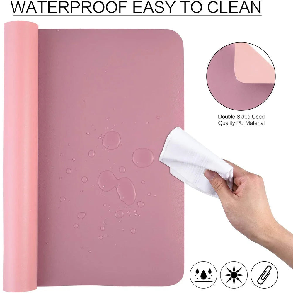 Pink 120cm*60cm Dual Side Office Desk Pad Waterproof PU