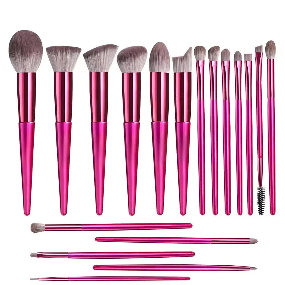 Pink 18-Piece Makeup Brush Set - Professional Synthetic