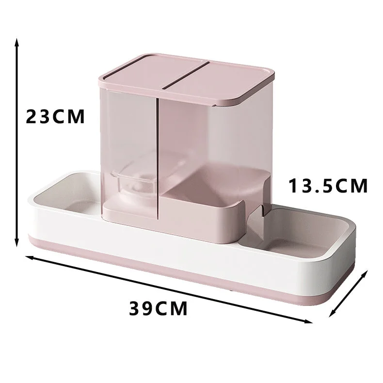 Pink 2-in-1 Automatic Pet Water and Food Dispenser