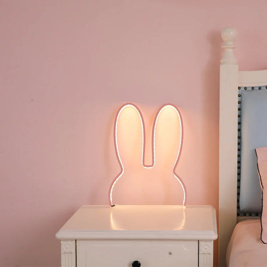 Pink 29x30cm Adorable Bunny LED Wall Night Light - USB