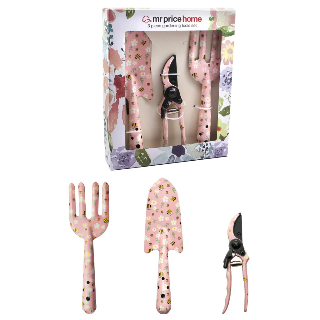 Pink 3-Piece Floral Print Garden Tool Set – Carbon Steel