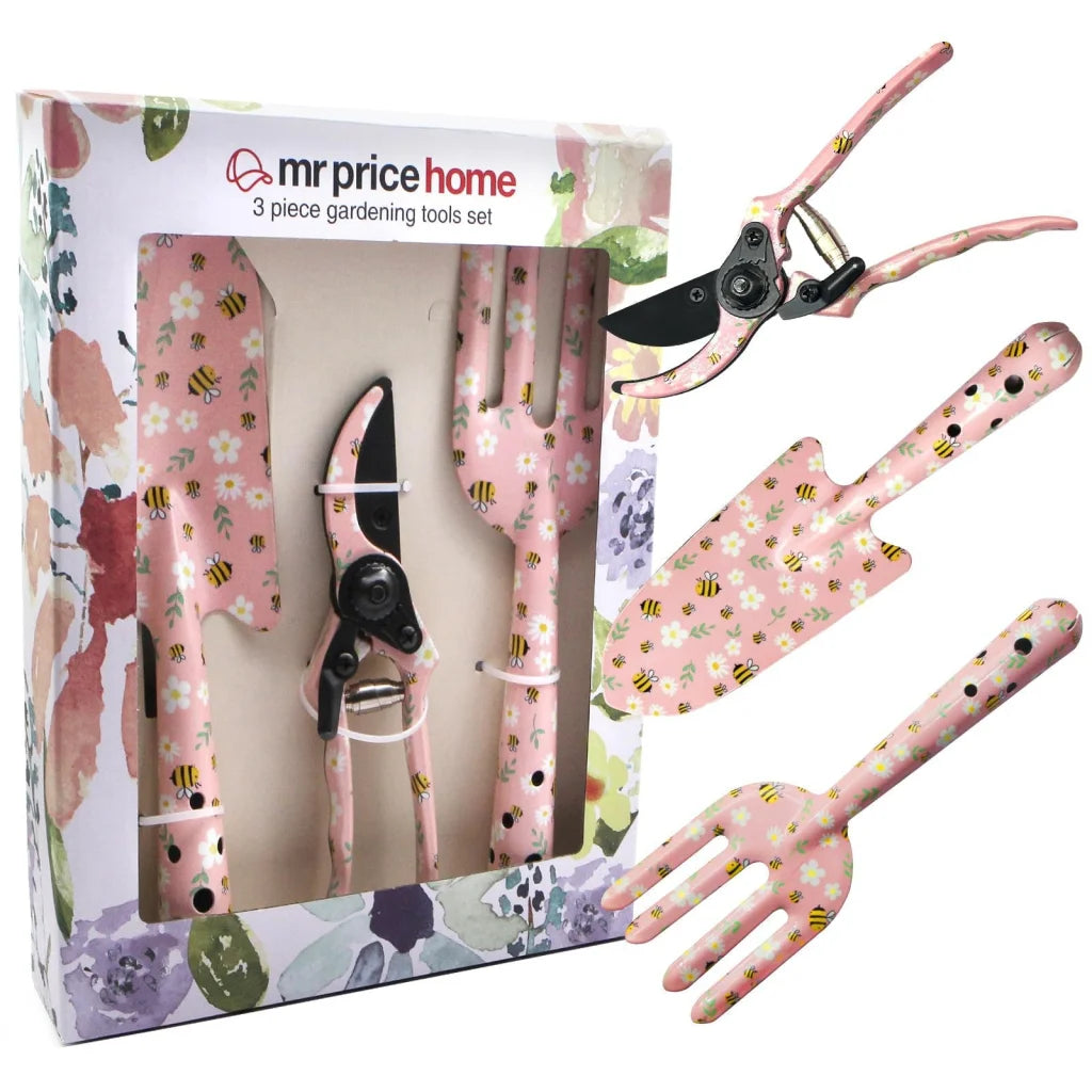 Pink 3-Piece Floral Print Garden Tool Set – Carbon Steel
