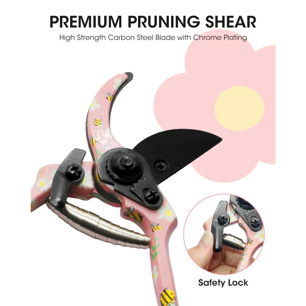 Pink 3-Piece Floral Print Garden Tool Set – Carbon Steel