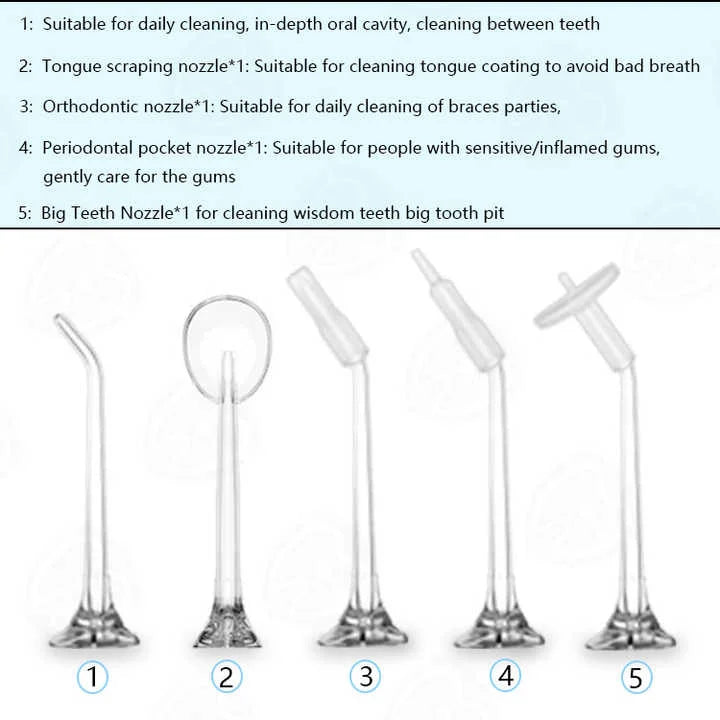 Pink 300ML Cordless Water Flosser with 5 Nozzles