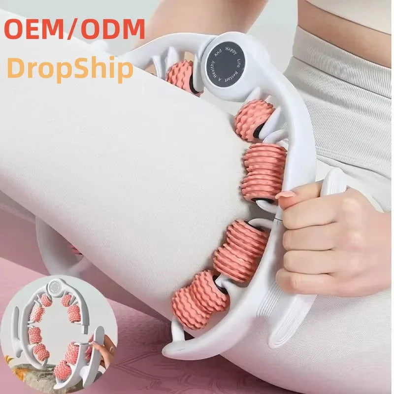 Pink 360 Degree Clamp Leg Roller Massager - Deep Tissue