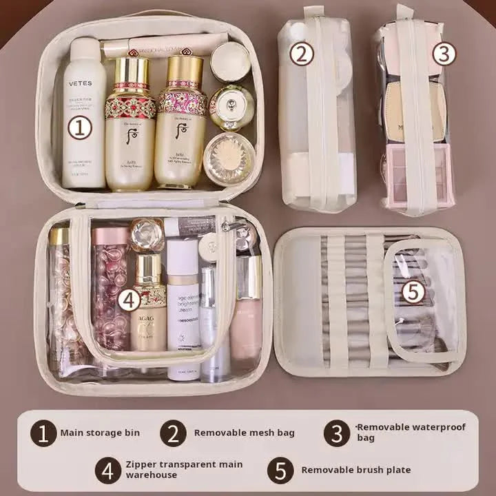 Pink 5-in-1 Multi-Function PU Makeup Organizer – Large
