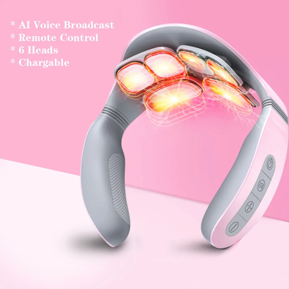 Pink 6 Heads Relax remote control AI Voice Broadcast Neck