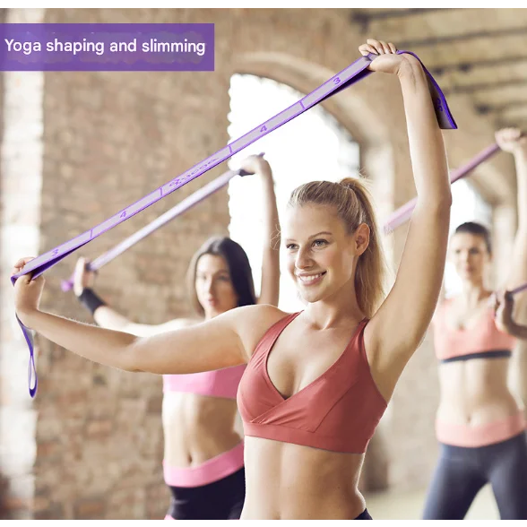 Pink 9-Loop Yoga Stretch Strap - Numbered Band
